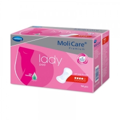 MoliCare Lady - inkontinenční vložky pro ženy při lehkém úniku moči - 4 kapky (Midi Plus), 14 ks/bal.